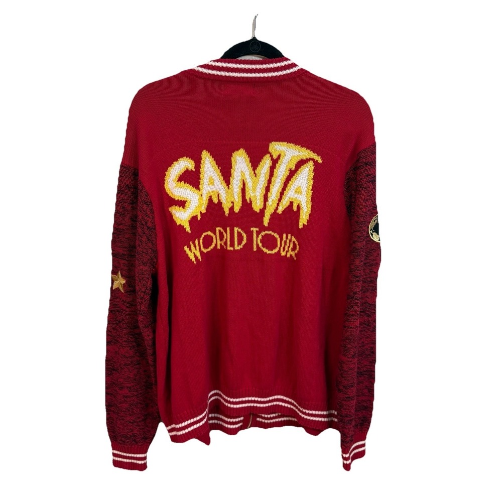 XMAS Santa World Tour Ugly Christmas Sweater 100% Cotton Full Zip Size XL Adult‎